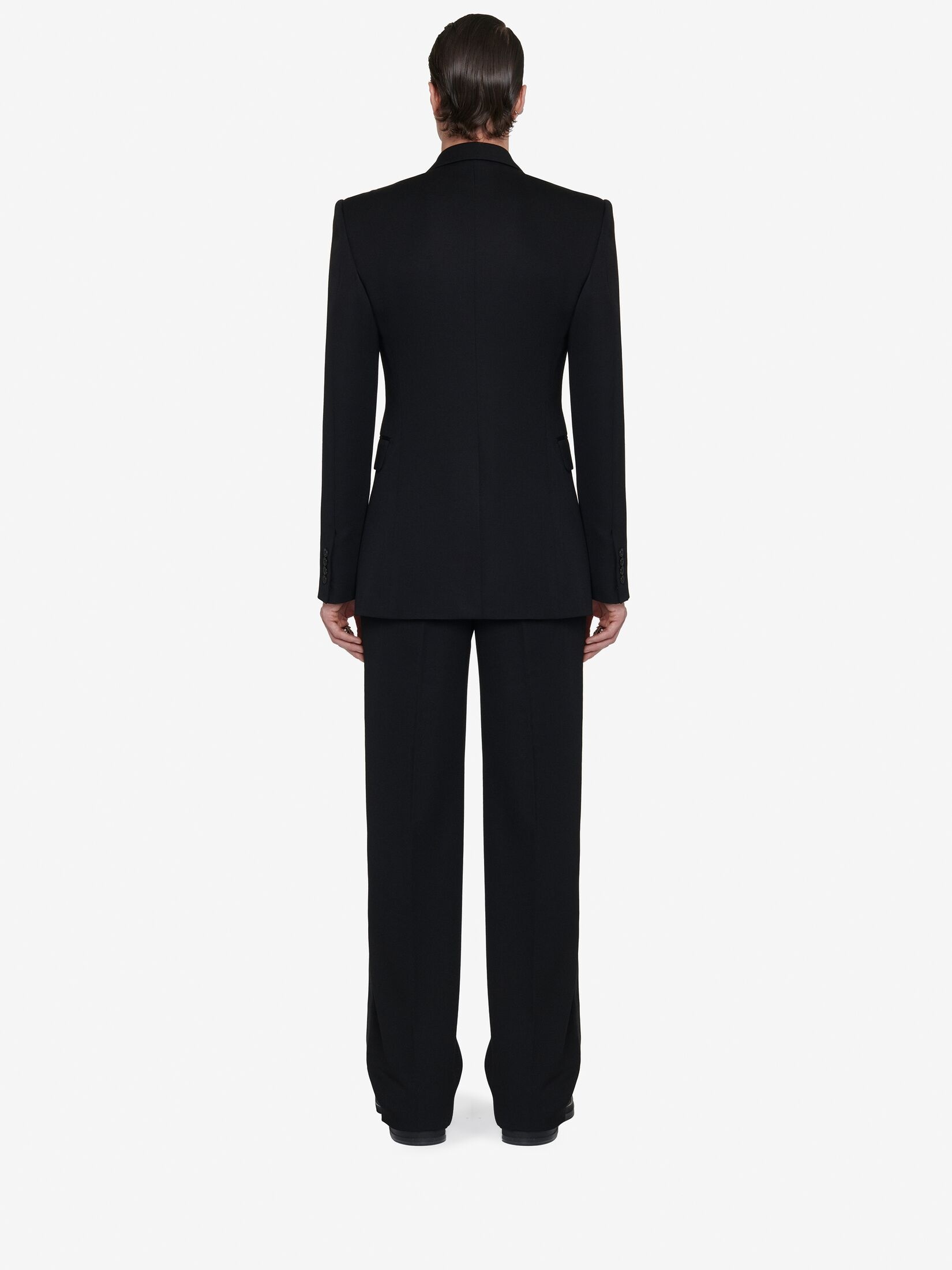 Men's Pressed Flower Double-breasted Jacket in Black - 4