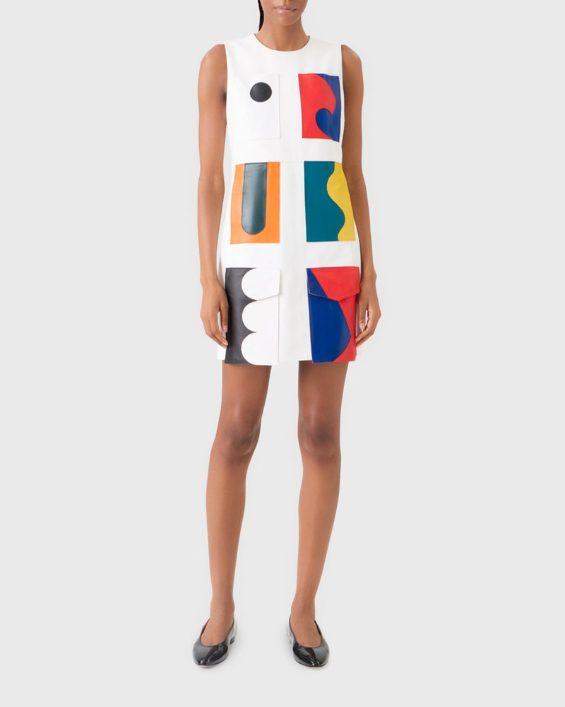 AKRIS Sleeveless Paravent Nappa Lambskin Leather Mini Dress outlook