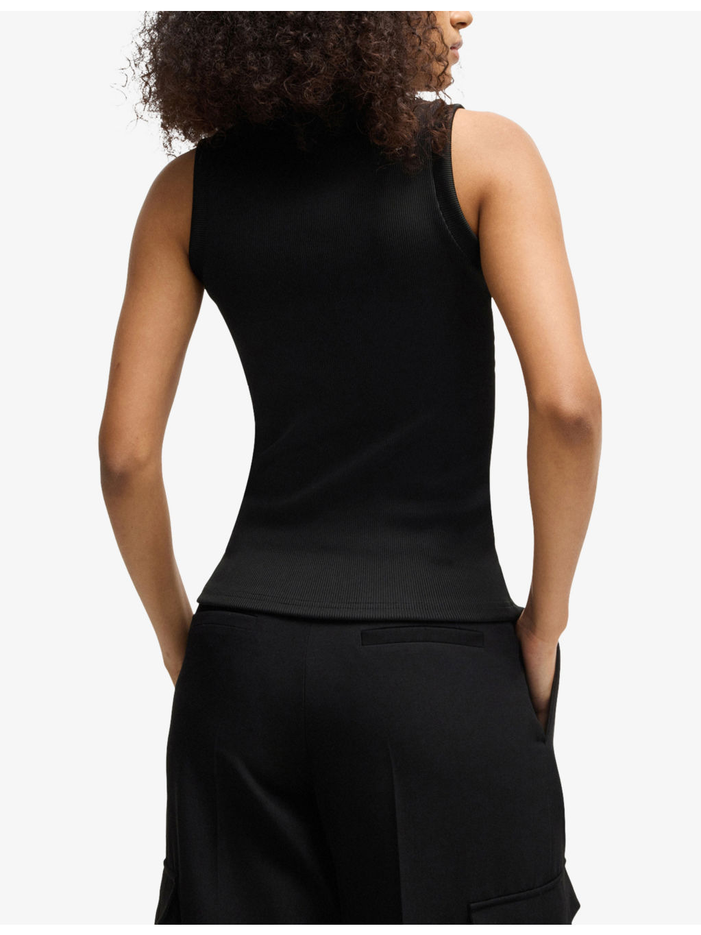 Round-neck ribbed stretch-jersey vest - 4