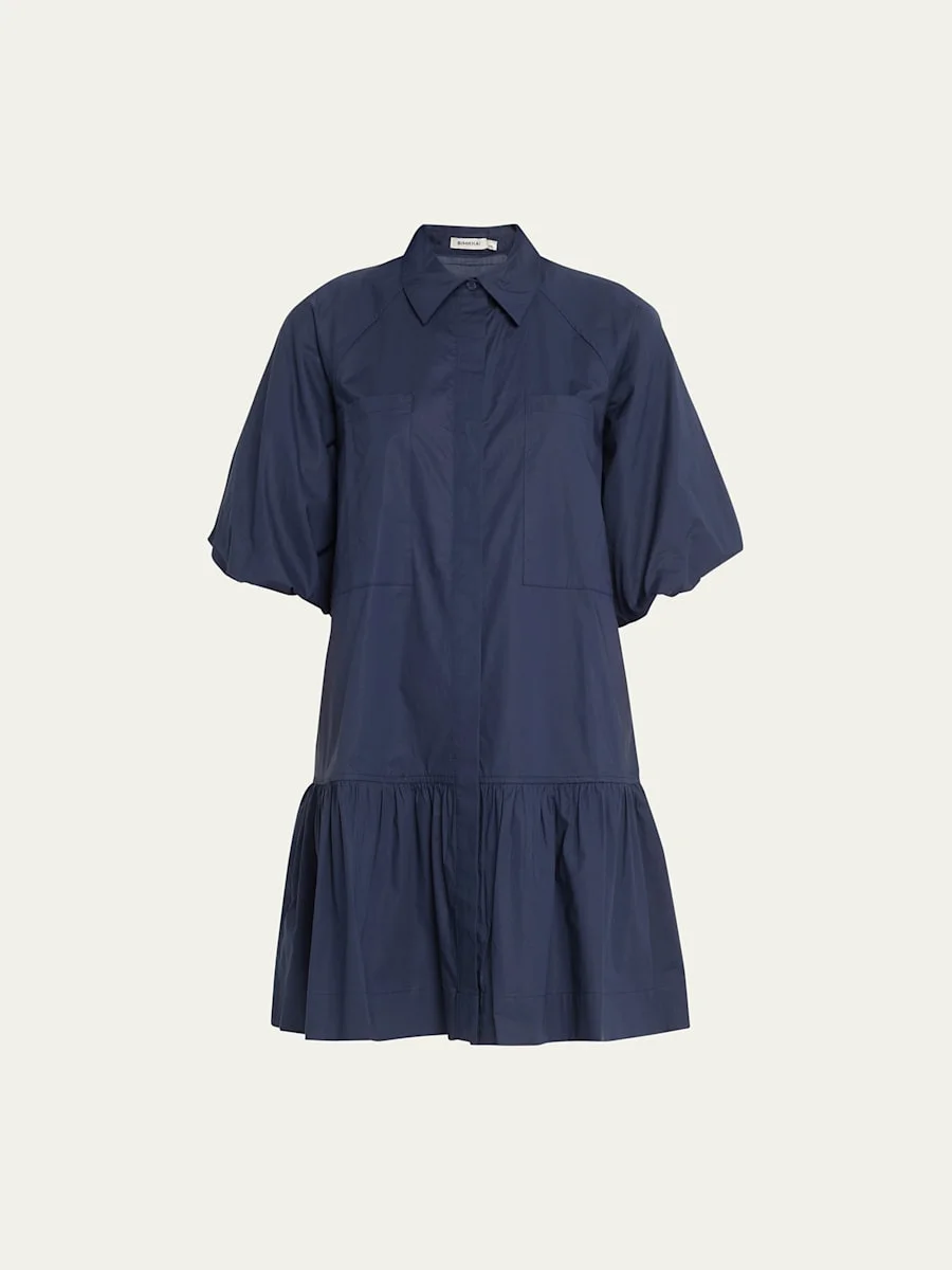 Crissy Puff-Sleeve Cotton Poplin Mini Shirtdress - 1