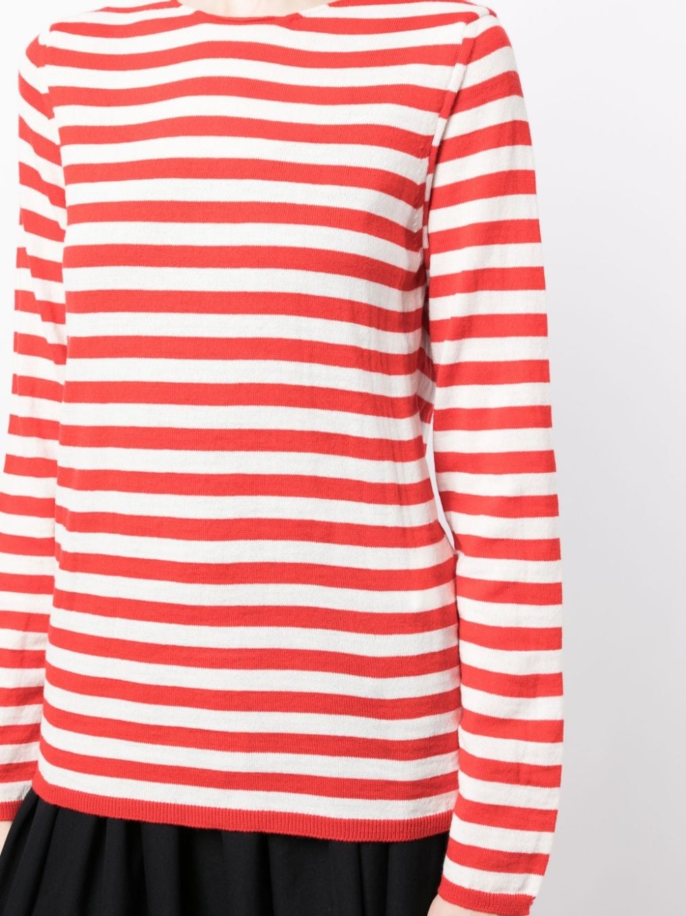 stripe-pattern crew neck jumper - 6