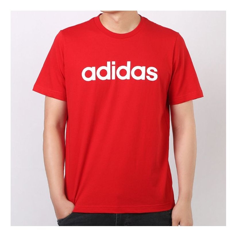 Men's adidas neo Alphabet Logo Short Sleeve Red T-Shirt GJ8943 - 1