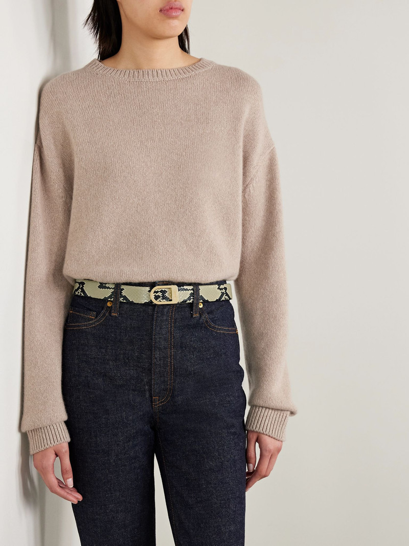 KHAITE Saddle snake-effect leather belt Snake print outlook