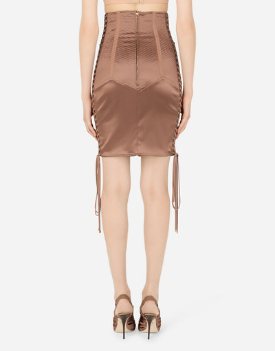 Dolce & Gabbana Short satin skirt with laces and eyelets outlook