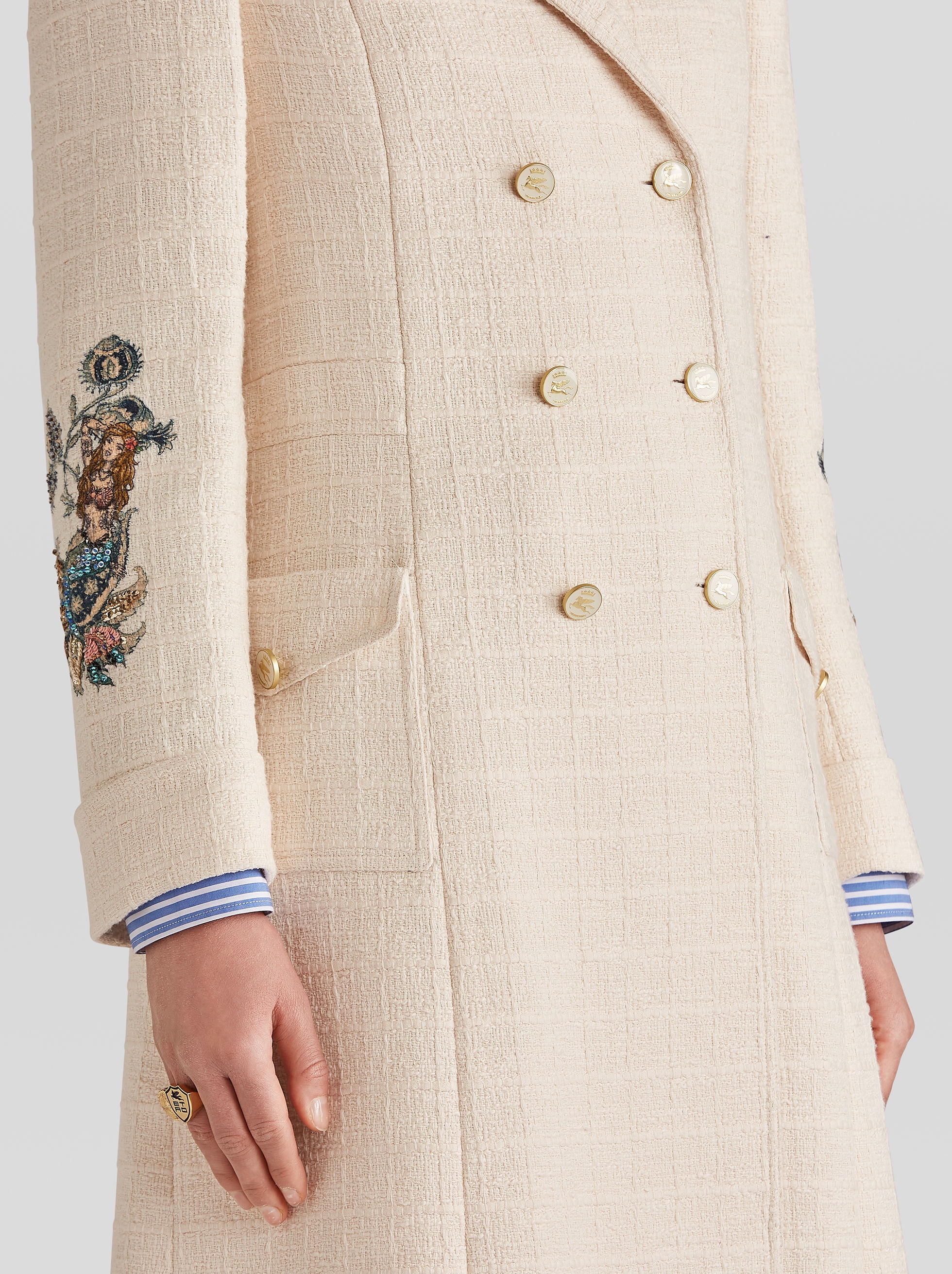PLACED PRINT COAT WITH OLD SCHOOL EMBROIDERY - 2