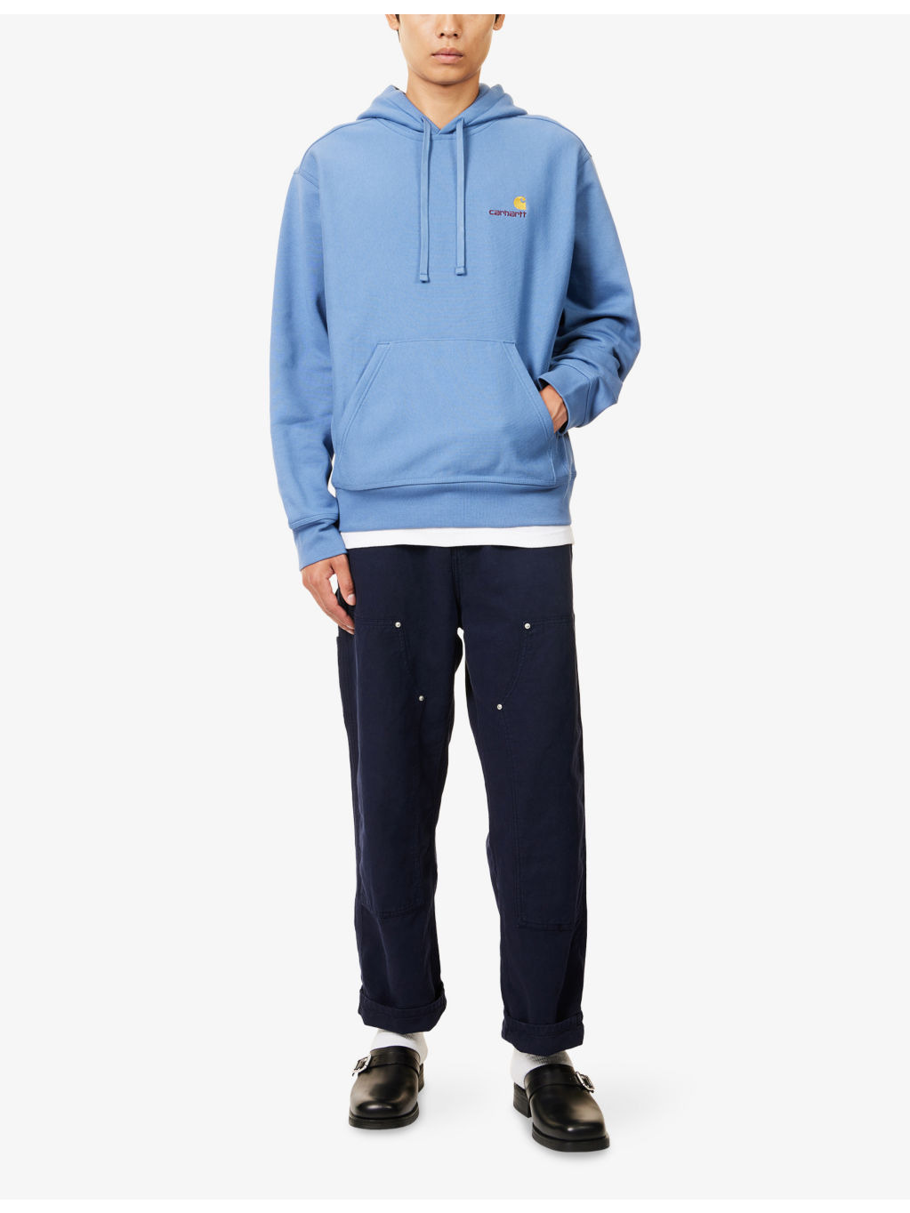 American Script Logo-Embroidered Cotton Hoody - 2