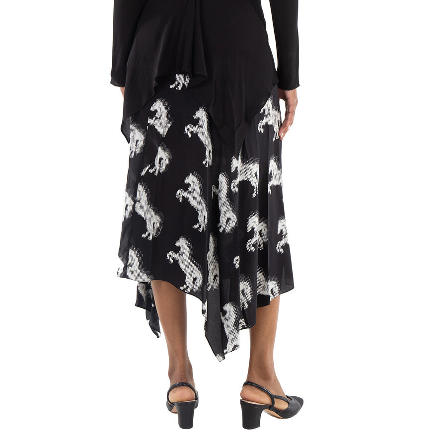 Stella Mccartney Ladies Black Graphic-Print Silk Midi Skirt - 5