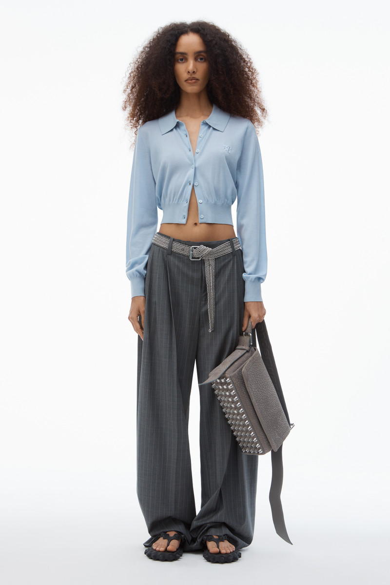 Alexander Wang High-Frequency Stacked Logo Cardigan in Merino Wool outlook