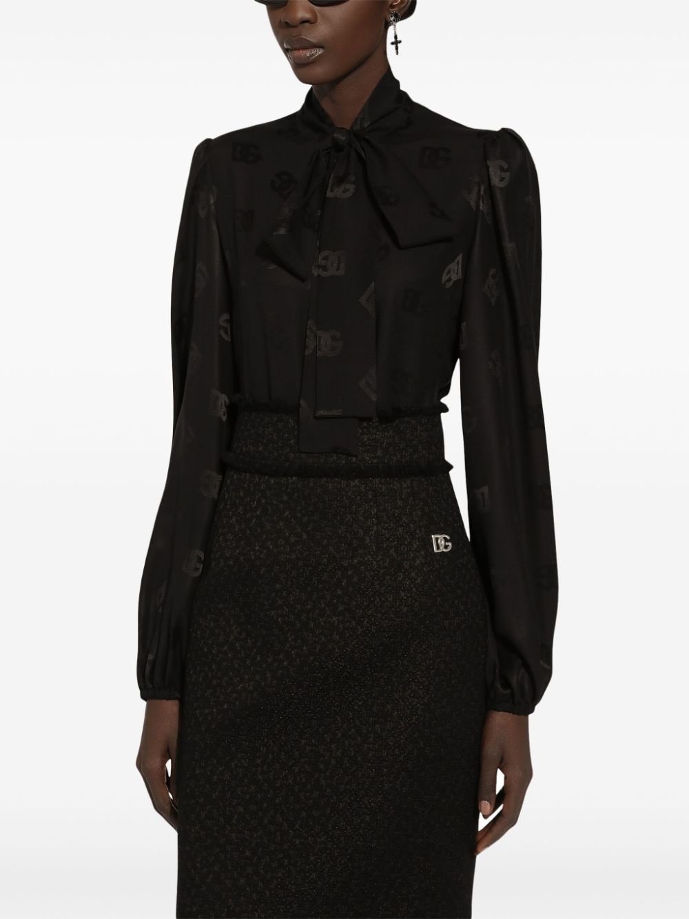 monogram-jacquard silk shirtt - 5