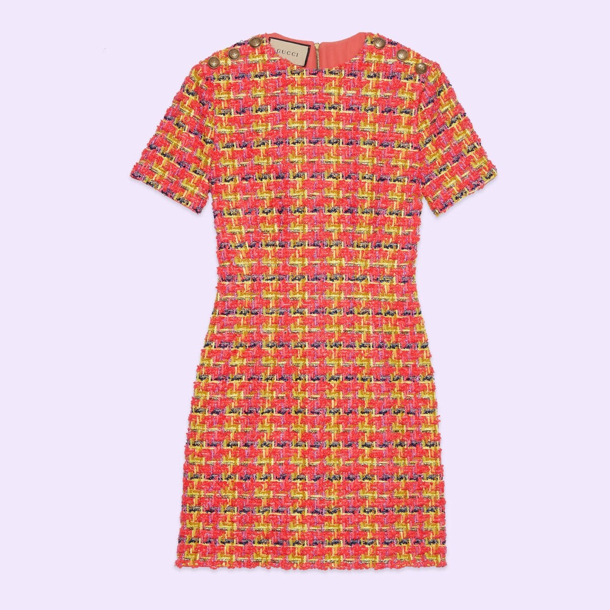Fluorescent lamé tweed mini dress - 1