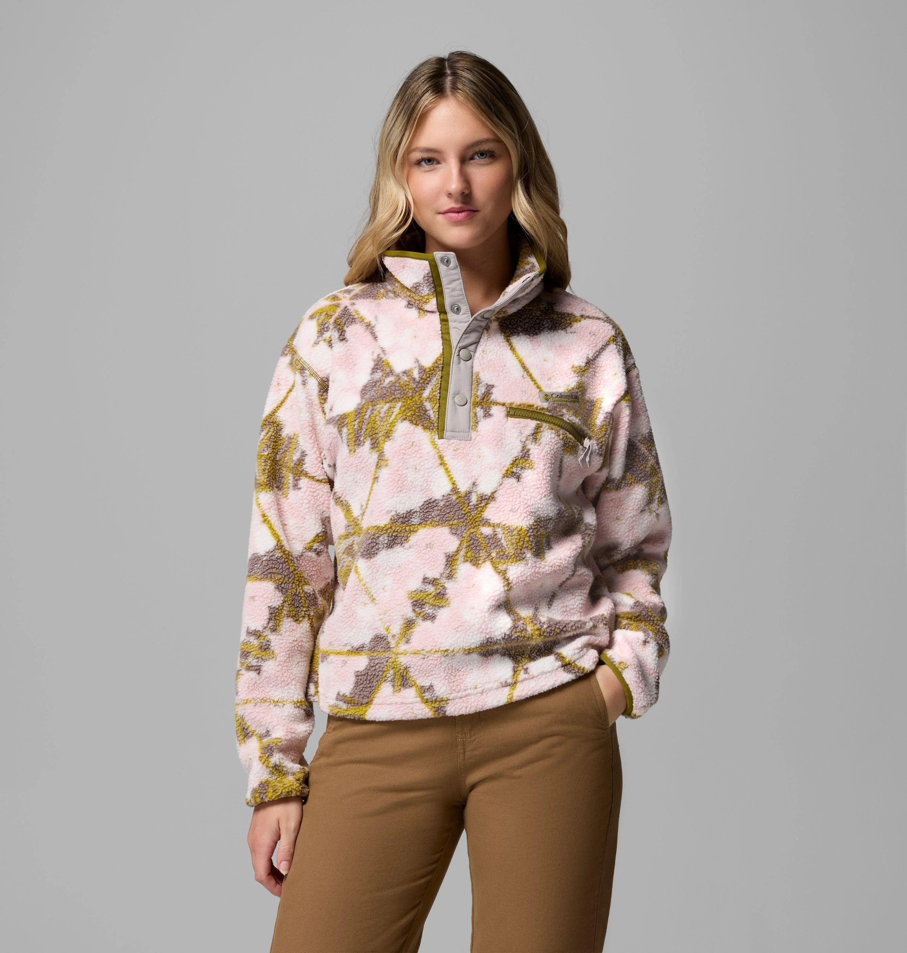 Women's Helvetia II Printed Cropped Half Snap Fleece Pullover - 1