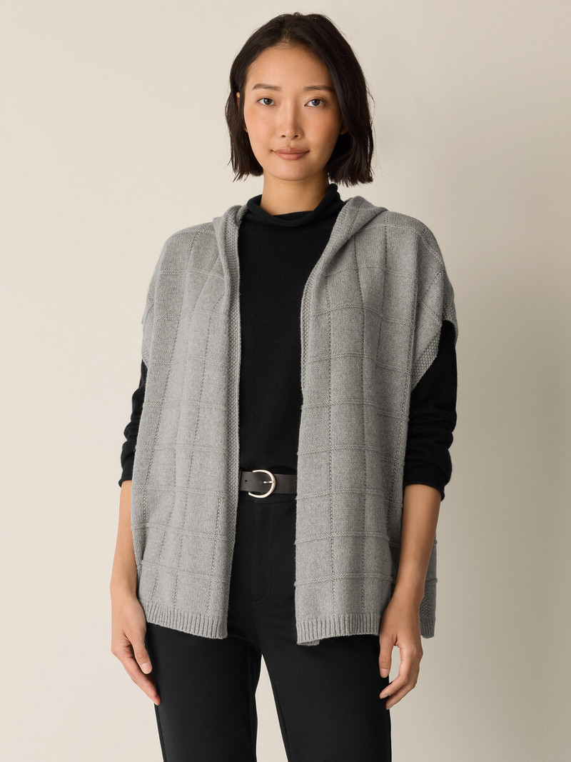Cotton and Recycled Cashmere Hooded Poncho 3