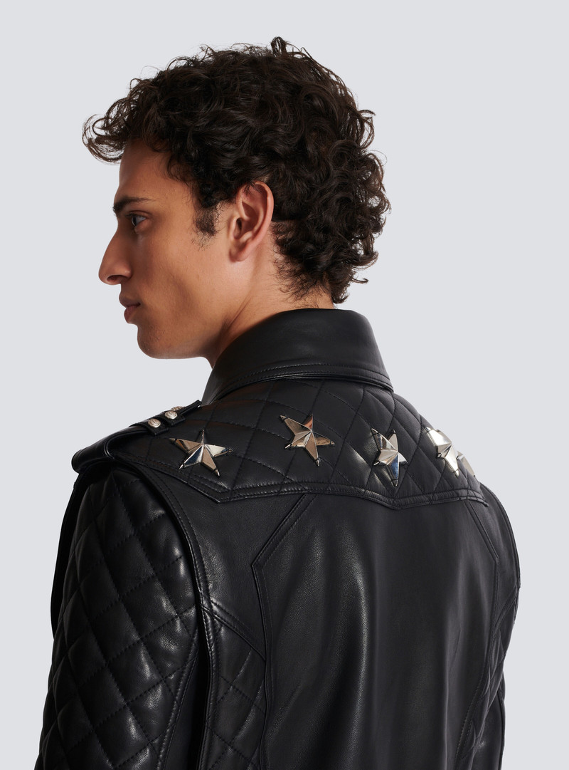 Quilted leather biker jacket 9