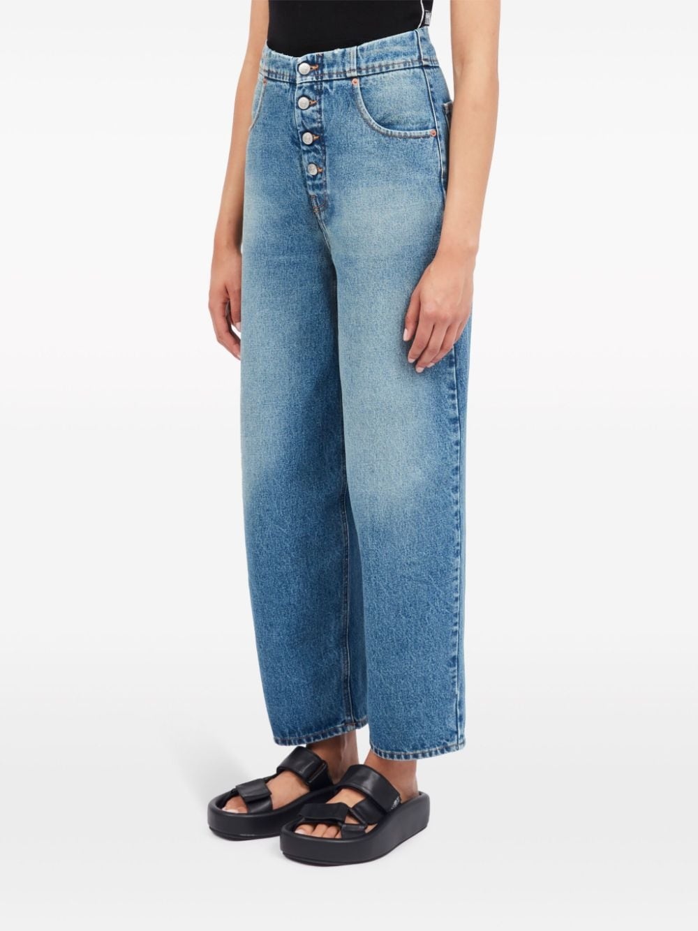 wide-leg cotton jeans - 6