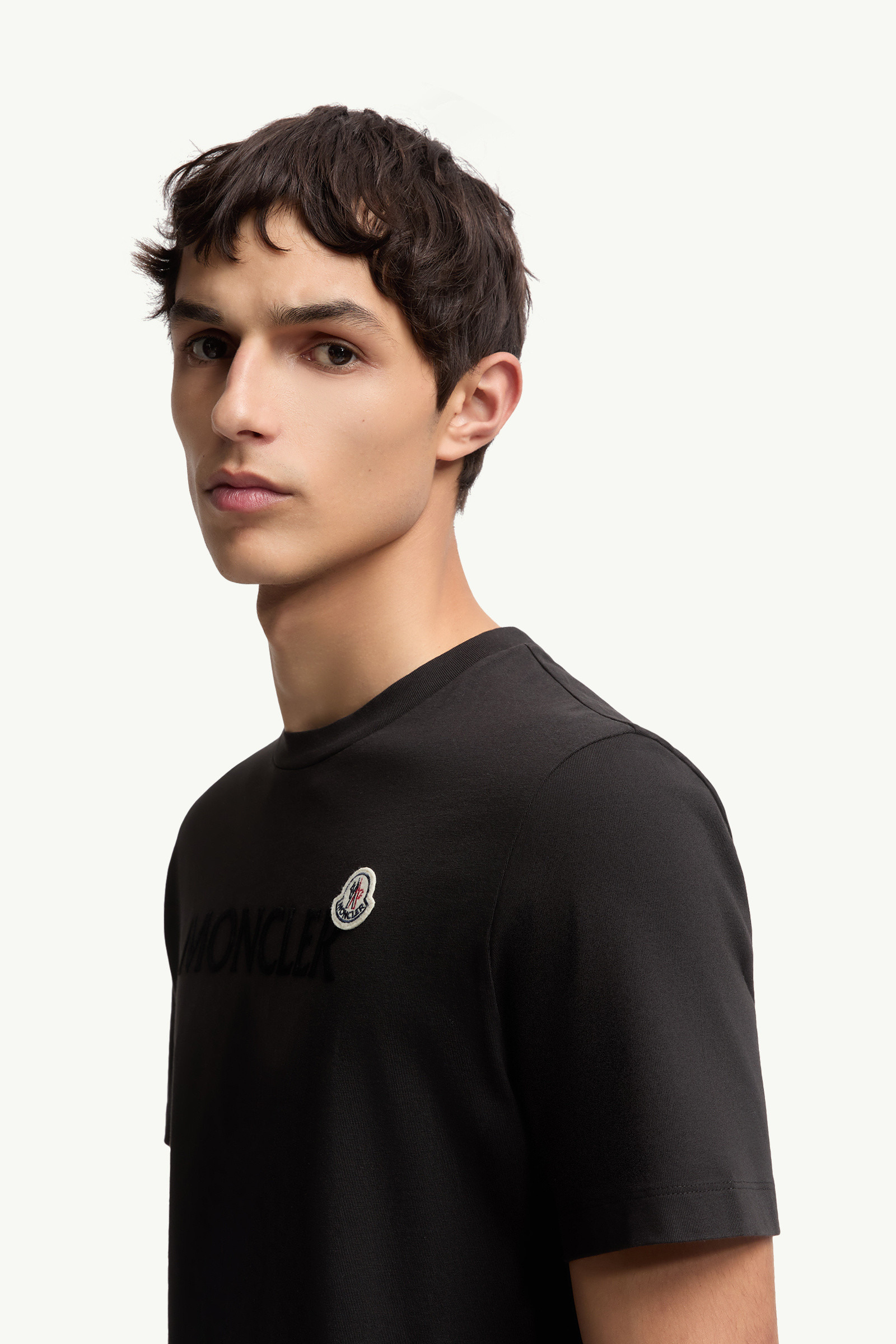 Flocked Logo Cotton T-Shirt - 4