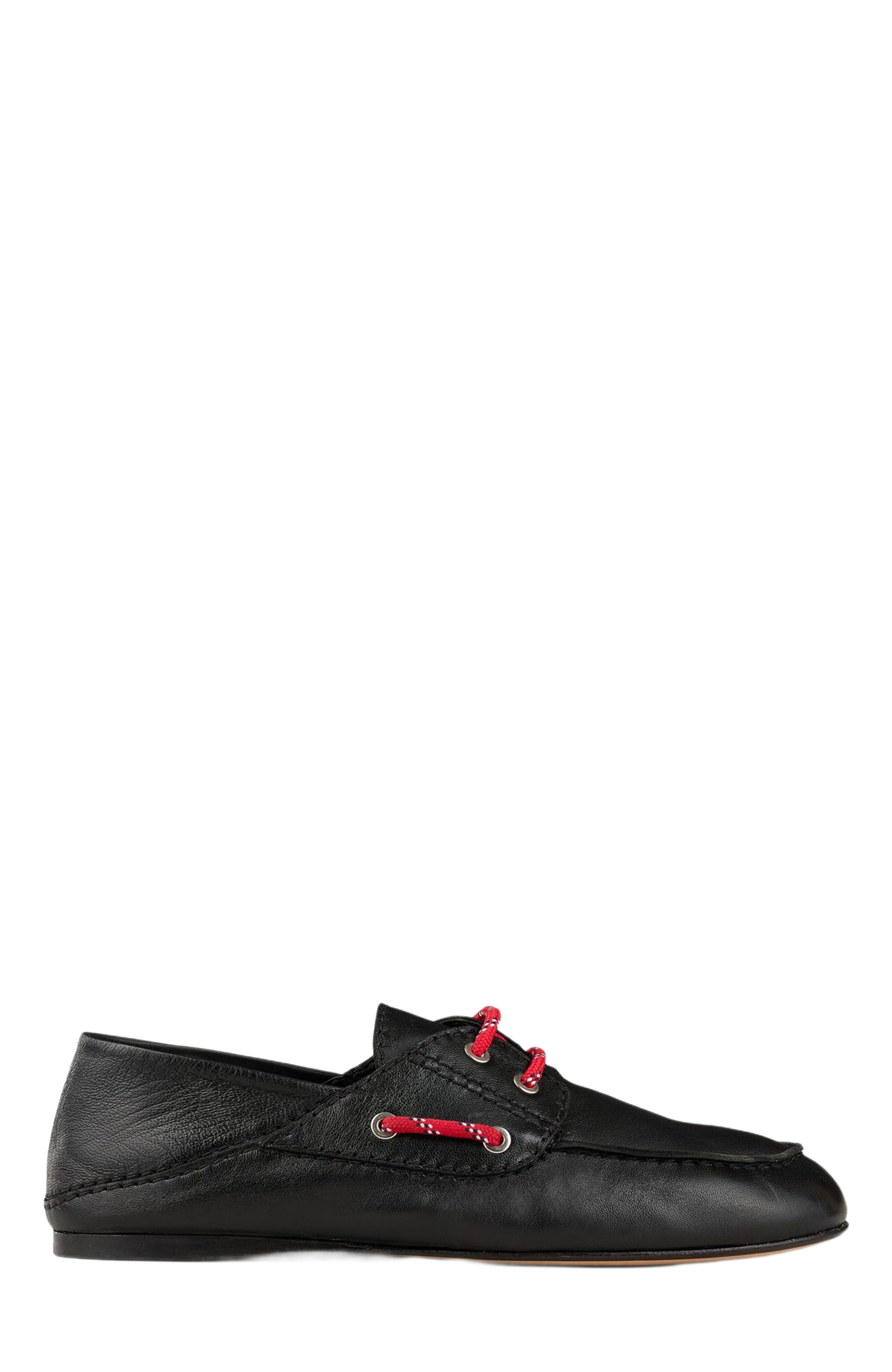 SANDRO Leather boat shoe loafers in Black at Nordstrom - 1