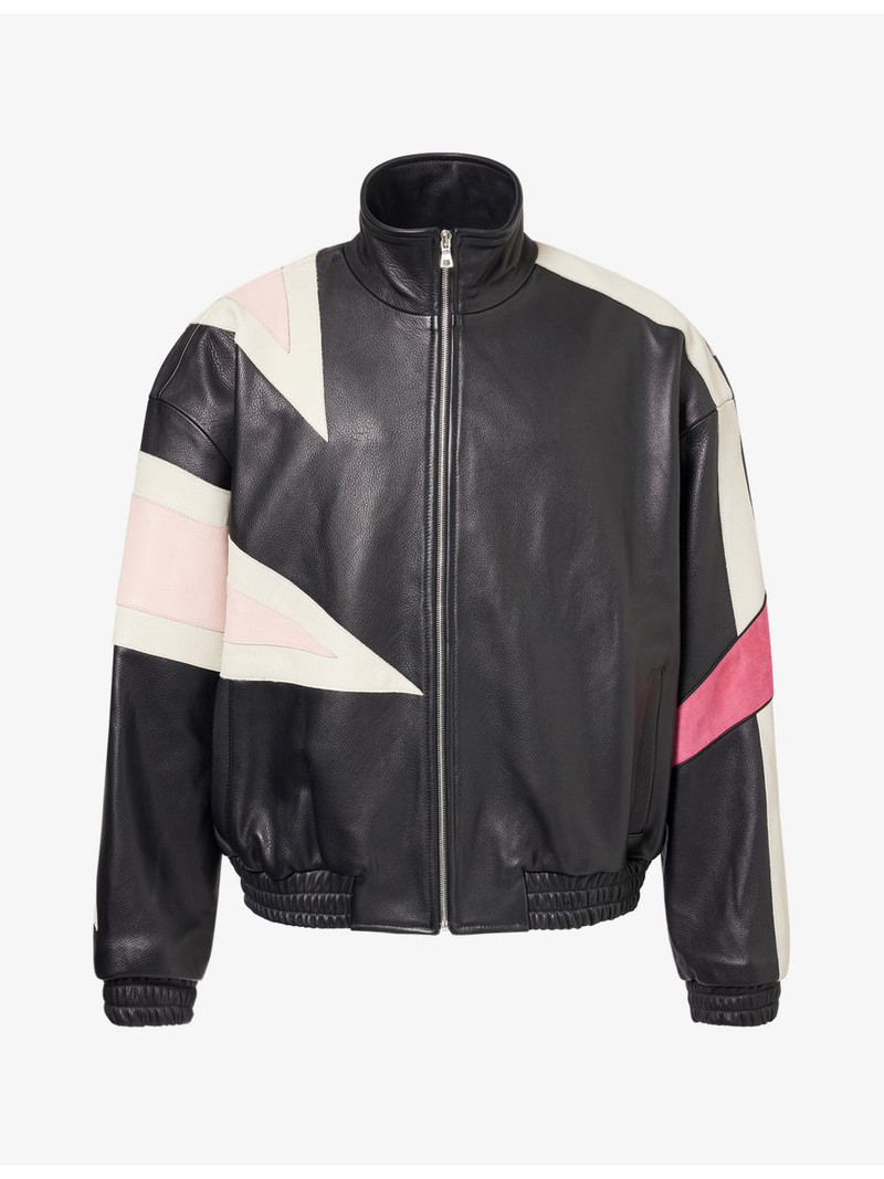 Bomber Contrast-Panel Leather Bomber Jacket 1