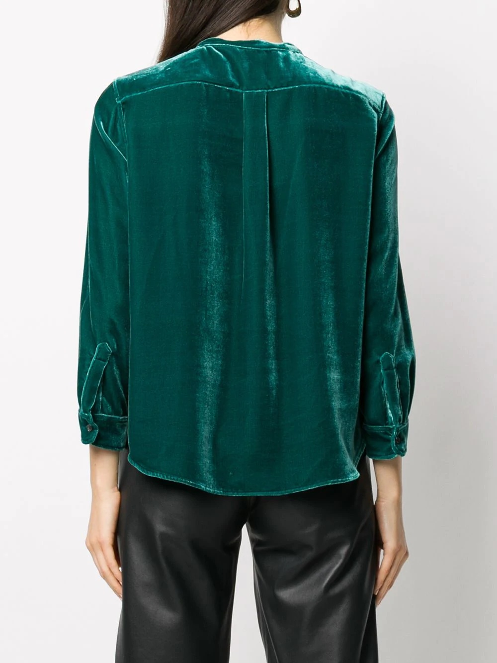 long-sleeved mandarin collar shirt - 4