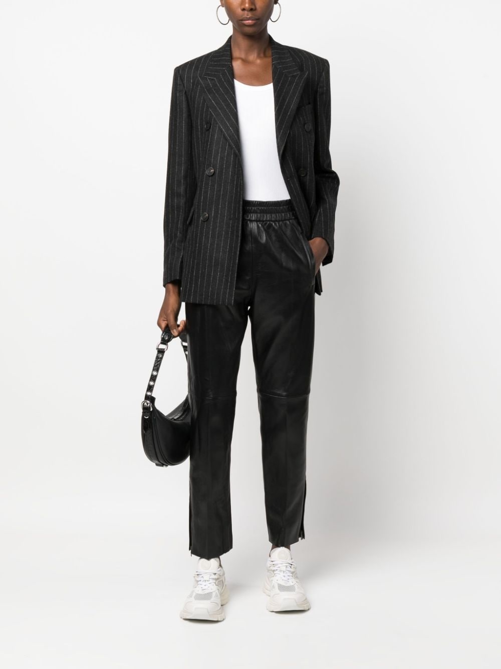 leather elastic-waist cropped trousers - 2