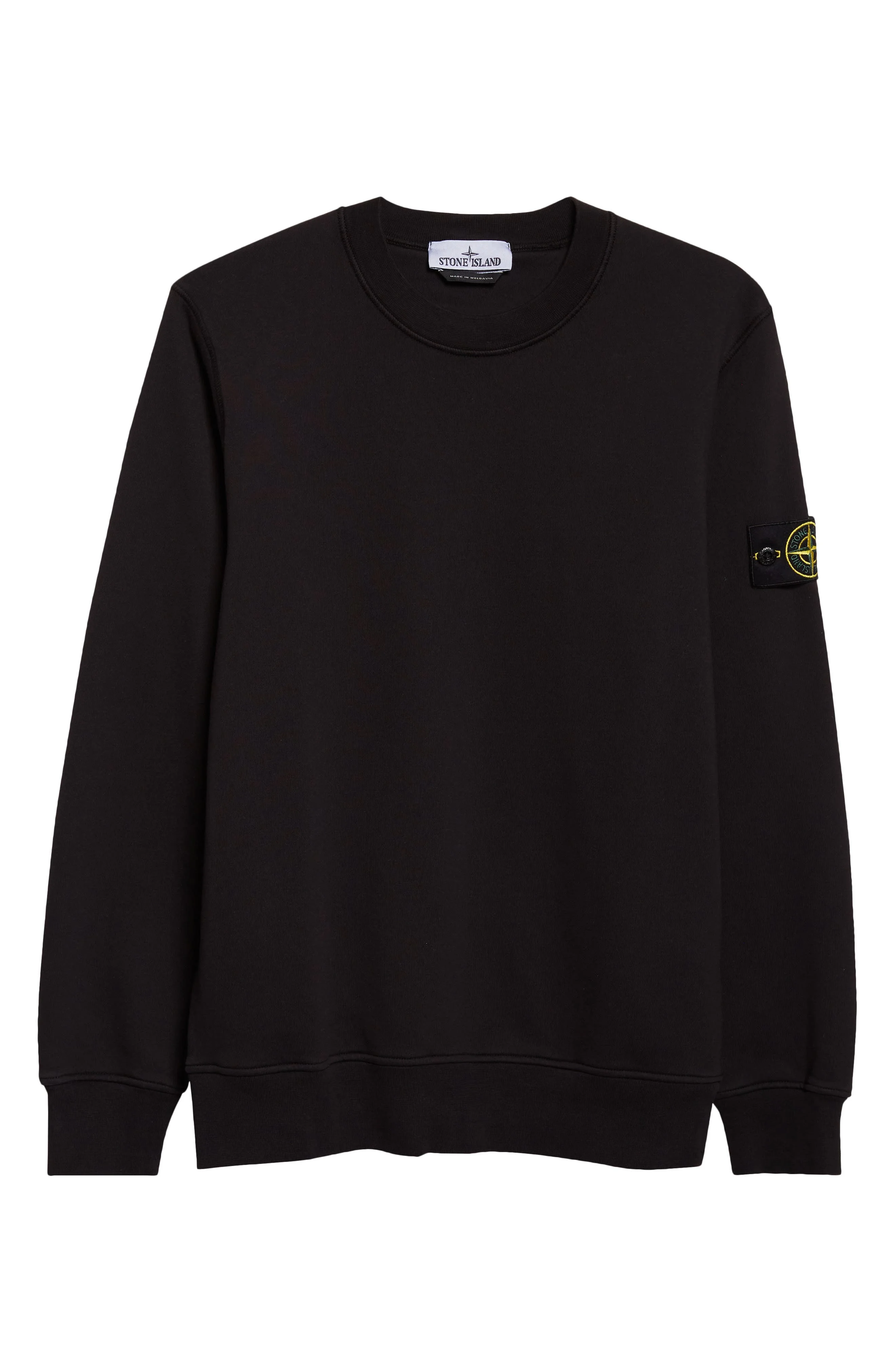 Stone Island Compass Patch Fleece Sweatshirt in Black at Nordstrom - 1