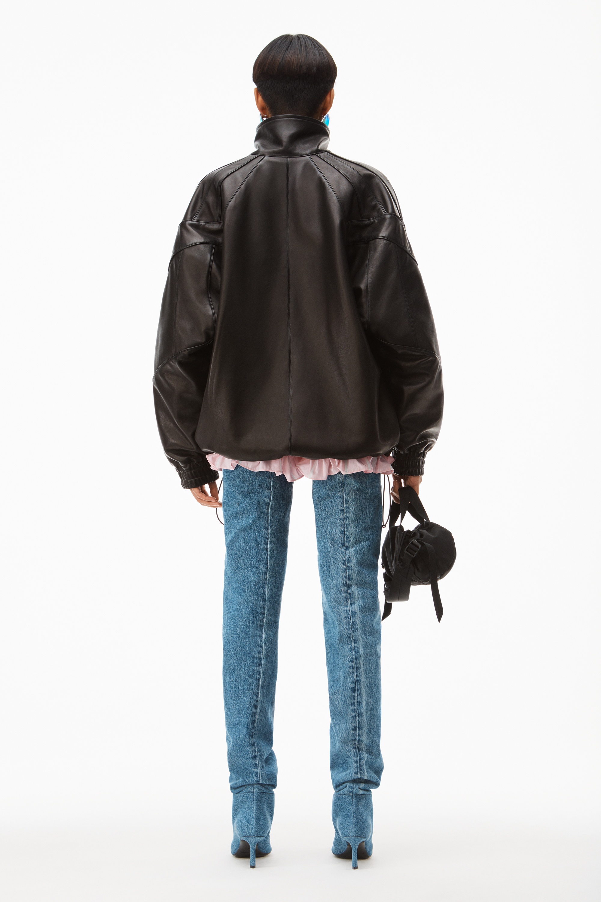 TRACK JACKET IN LUXE SMOOTH LEATHER - 5