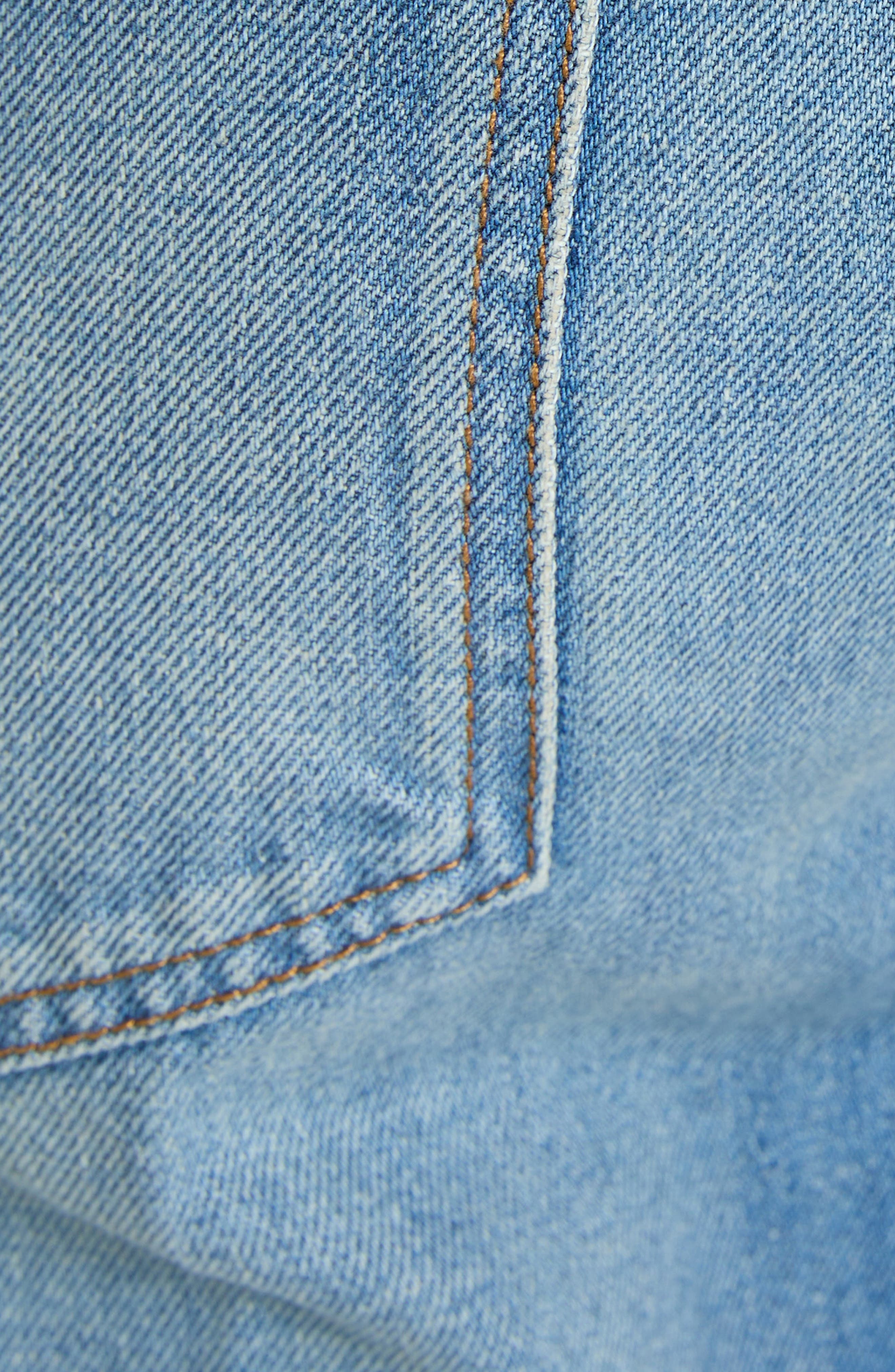 Valentino Garavani Floral Trim Straight Leg Jeans in Medium Blue Denim at Nordstrom - 6