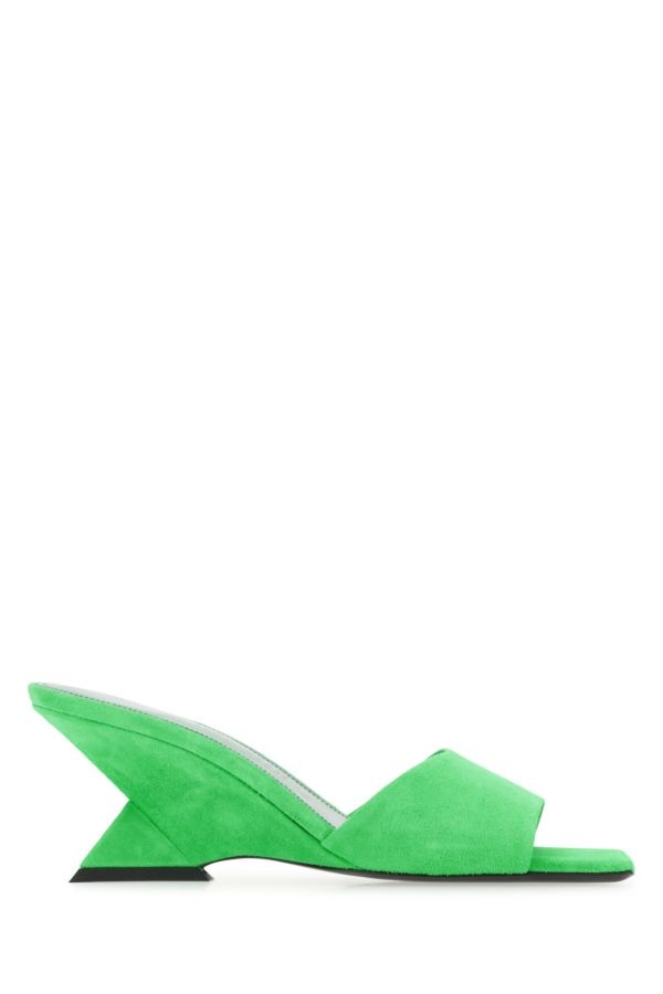 Fluo green suede Cheope mules - 1