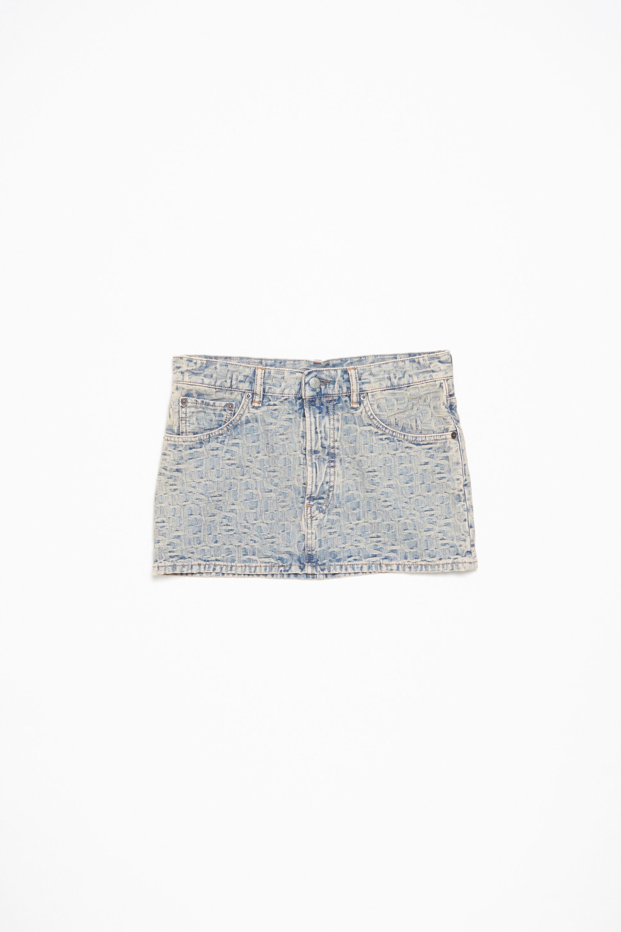 Monogram denim mini skirt - Blue/beige - 1