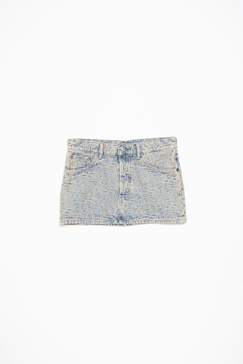 Monogram denim mini skirt - Blue/beige - 1