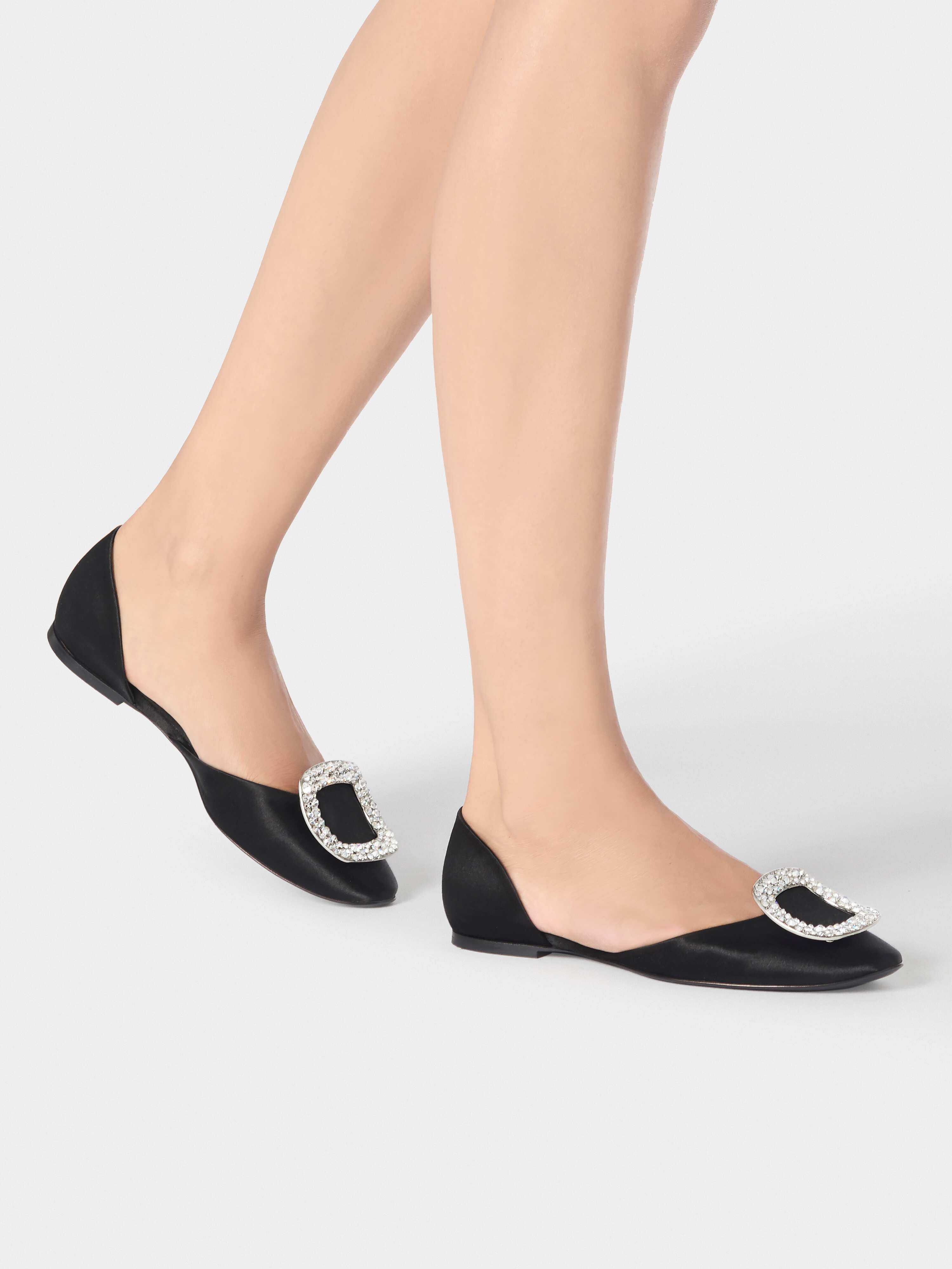 Chips Strass Buckle Dorsay Ballerinas in Satin - 8
