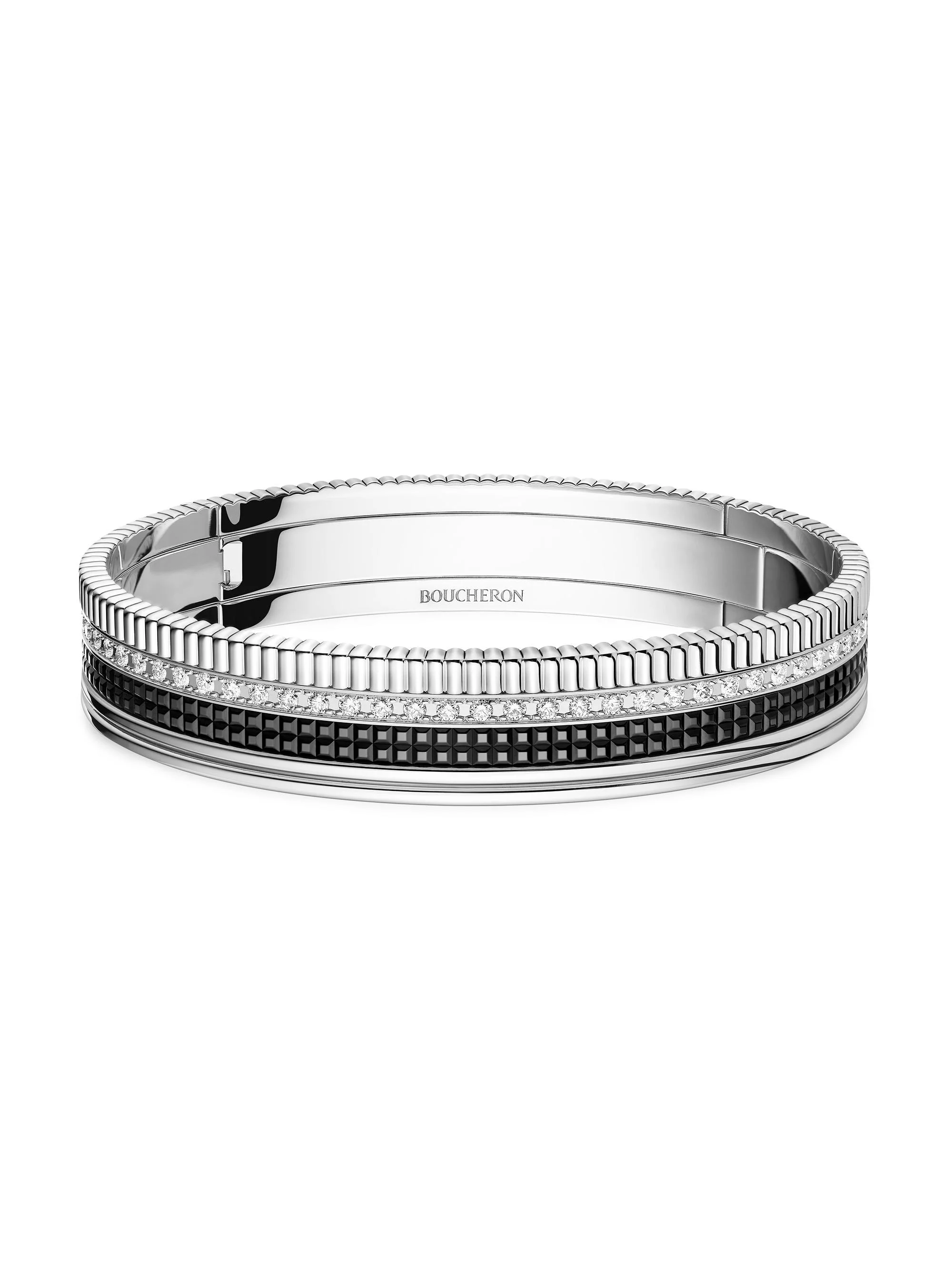 Women's Quatre Classique 18K White Gold & 1.53 TCW Diamond Bangle Bracelet - White Gold - 1