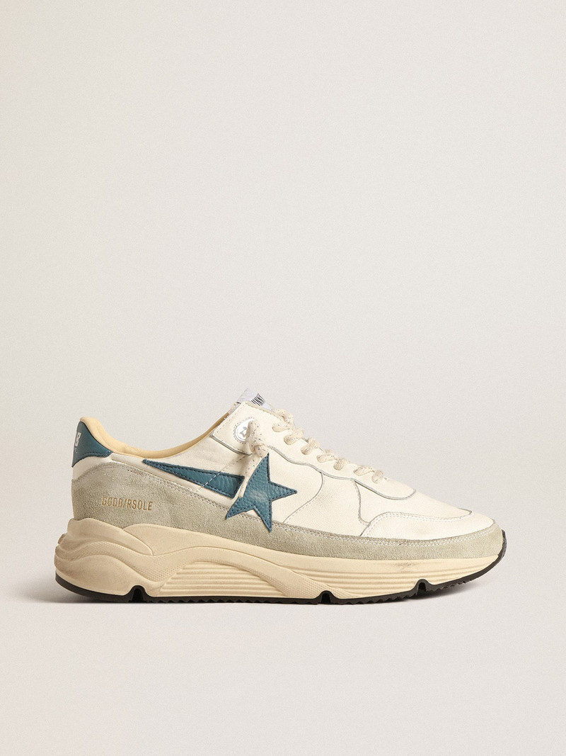 Running Sole in nappa with blue leather star and suede insert 1