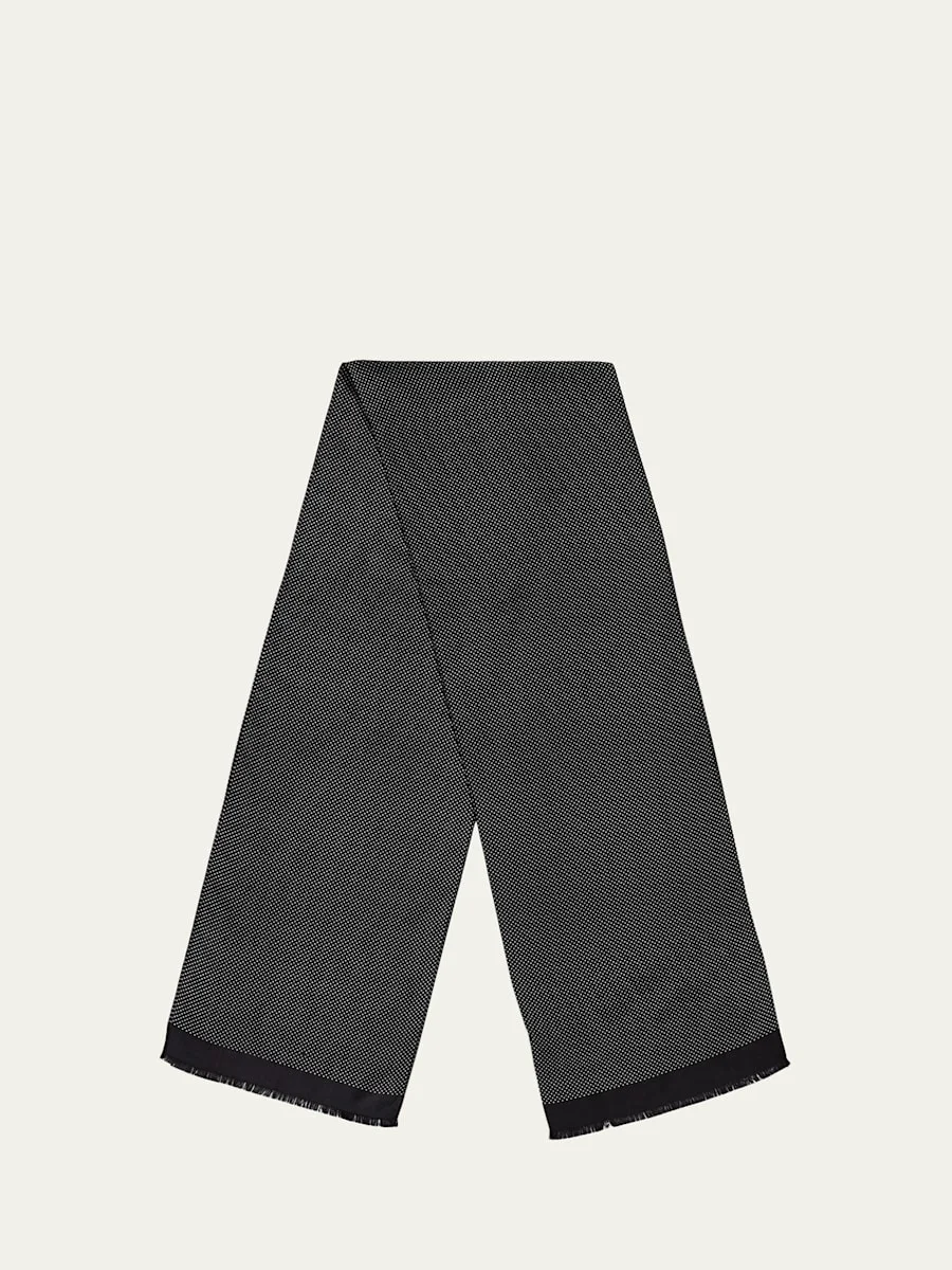 Micro Polka Dot Silk Scarf - 1