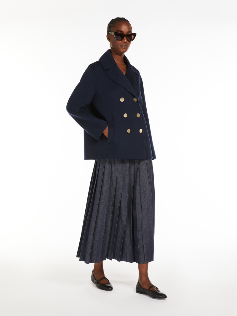 'S Max Mara VALE Denim-effect pleated cotton skirt outlook
