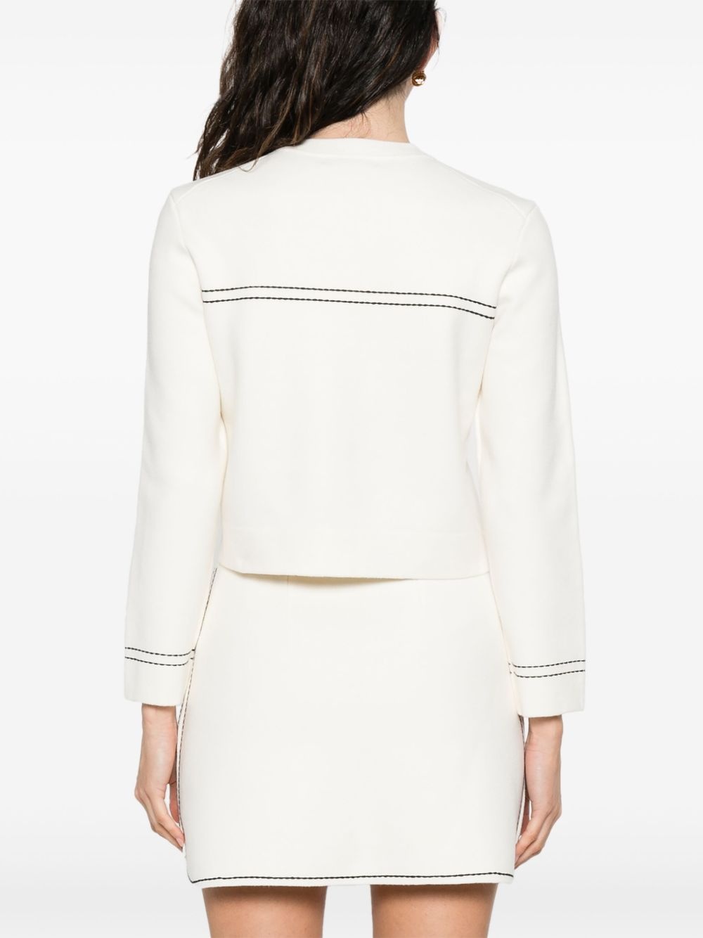 contrast-stitch cardigan - 4