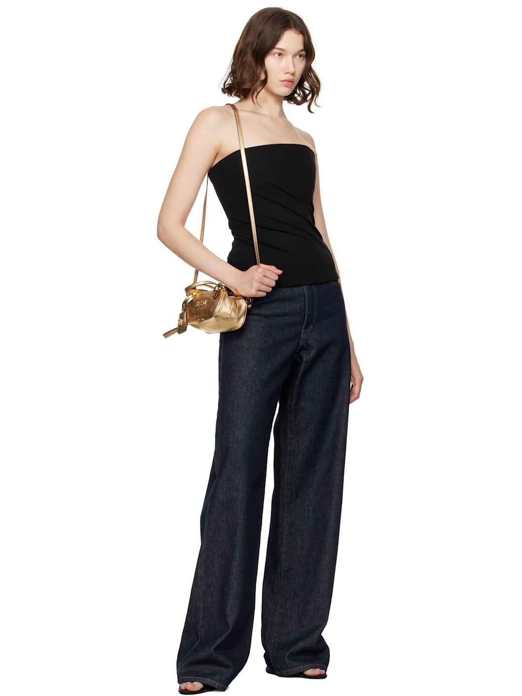 Gold 'Versace' Tag Bowling Metallic Mini Bag - 4