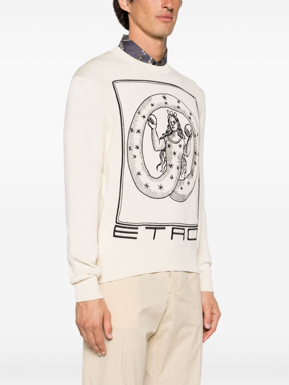 motif-embroidered cotton jumper - 3
