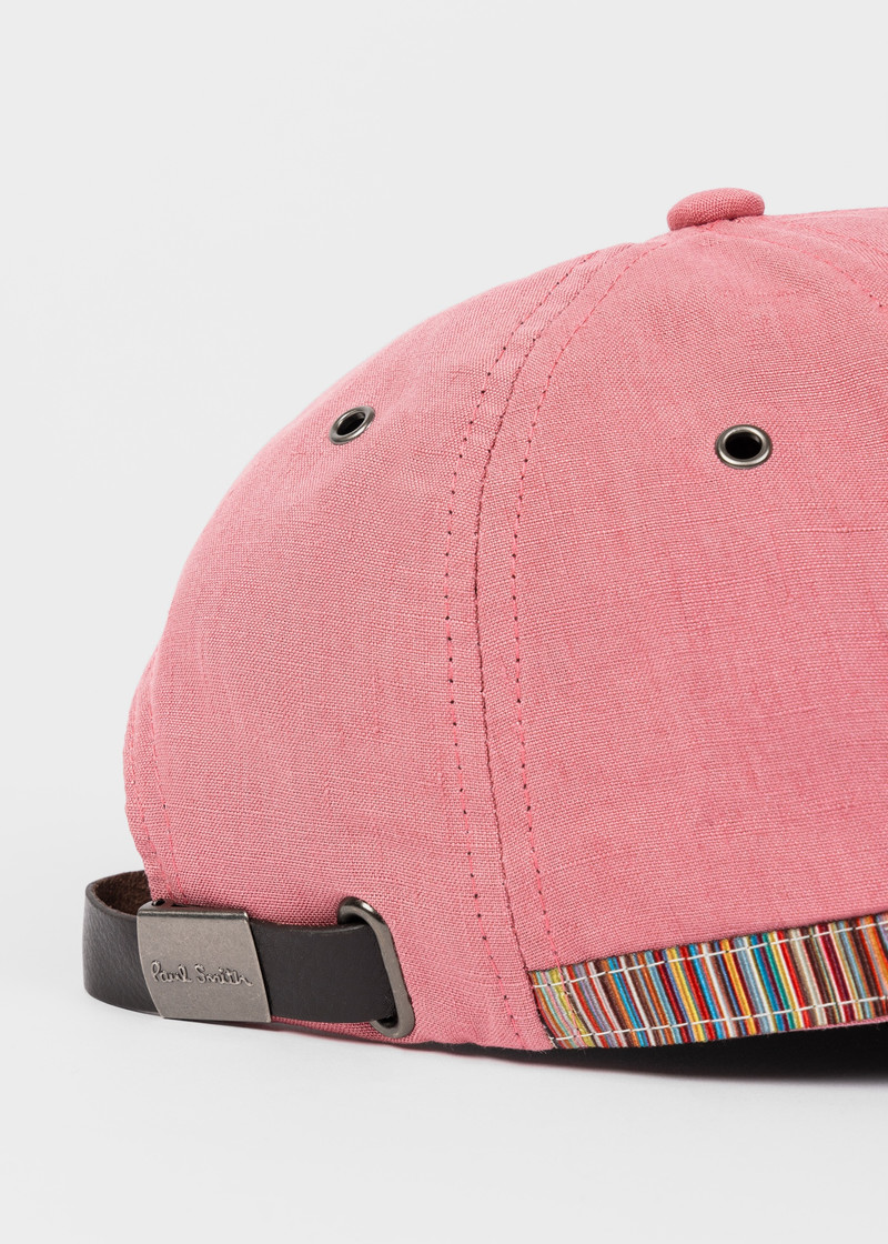 Paul Smith Pink Linen Signature Stripe Trim Cap outlook