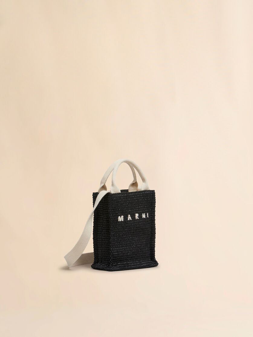 BLACK RAFFIA-EFFECT TOTE MINI BAG - 6