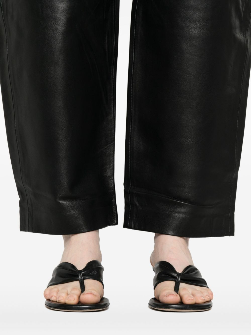 leather straight-leg trousers - 5