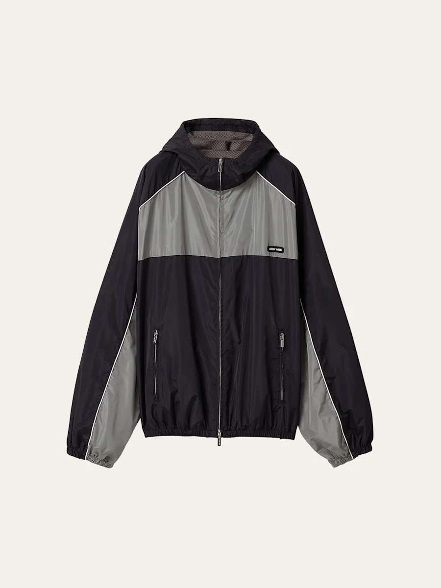 Colorblock Oversized Hooded Track Jacket - 1