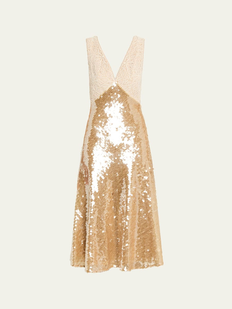 Kassie Low-Back Lace & Sequin Midi Dress 1