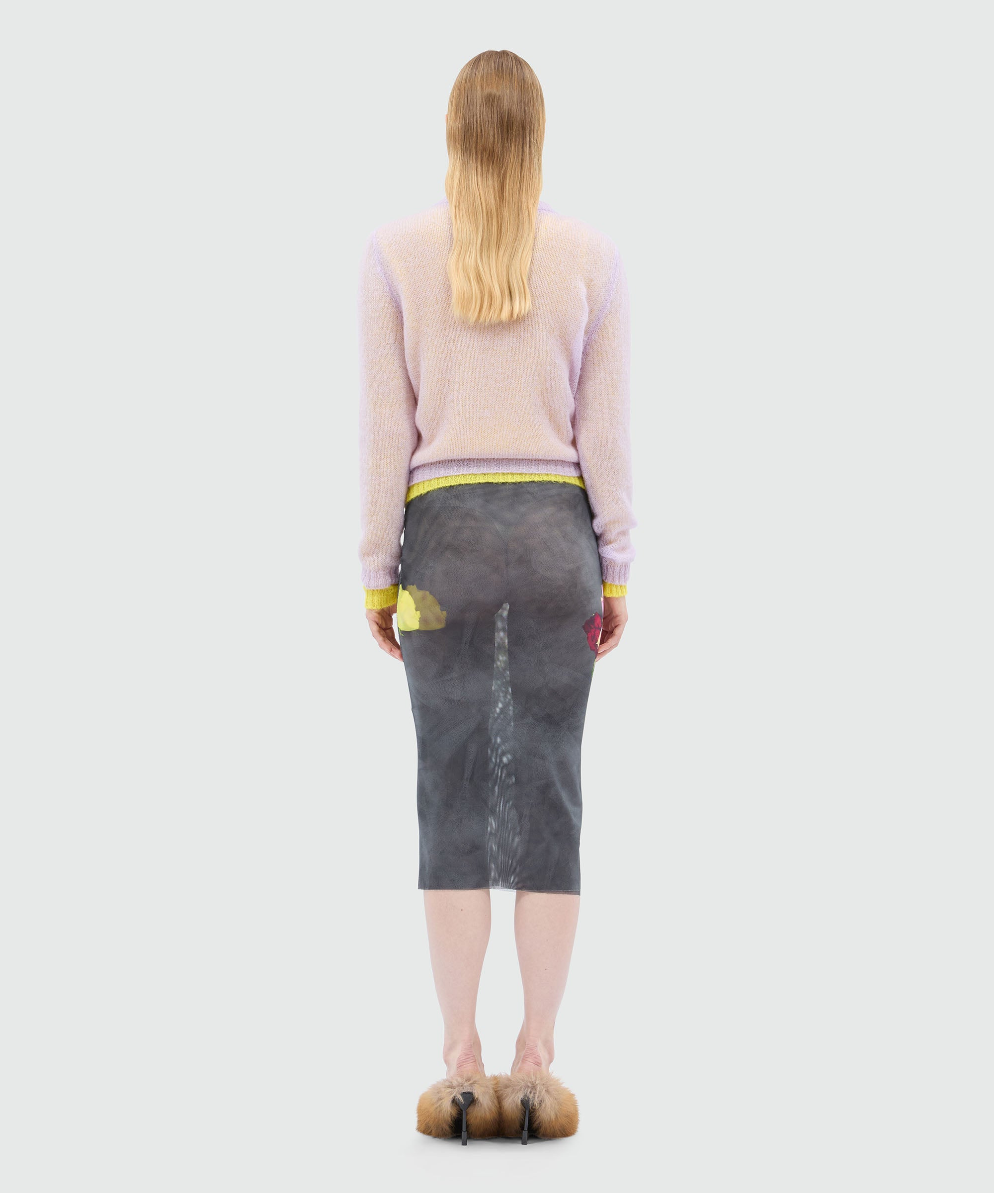 Black tulle midi skirt with "Roses bouquet" print - 3