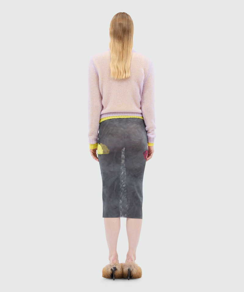 Black tulle midi skirt with "Roses bouquet" print 3