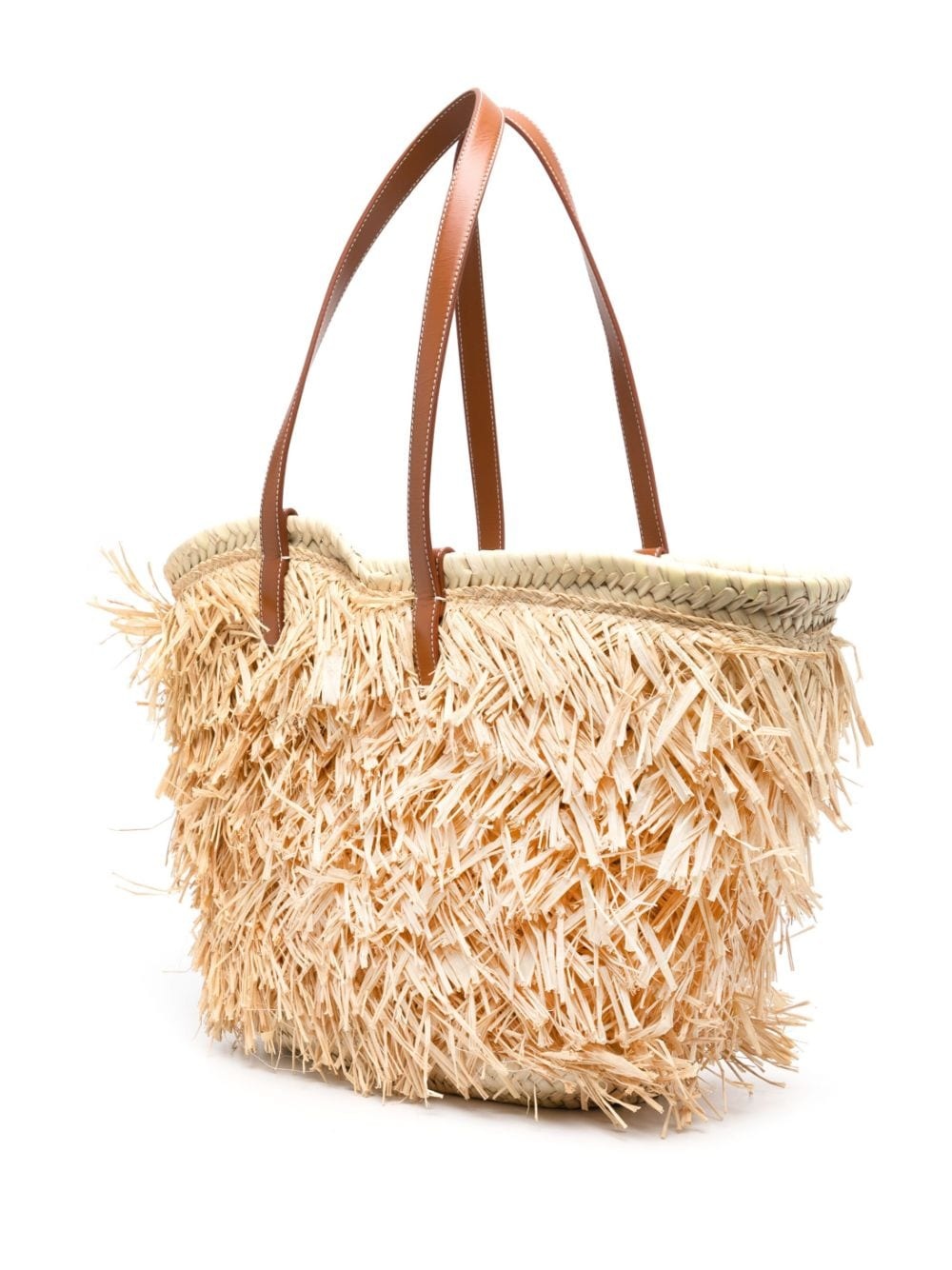 Palm-appliqué raffia tote bag - 4