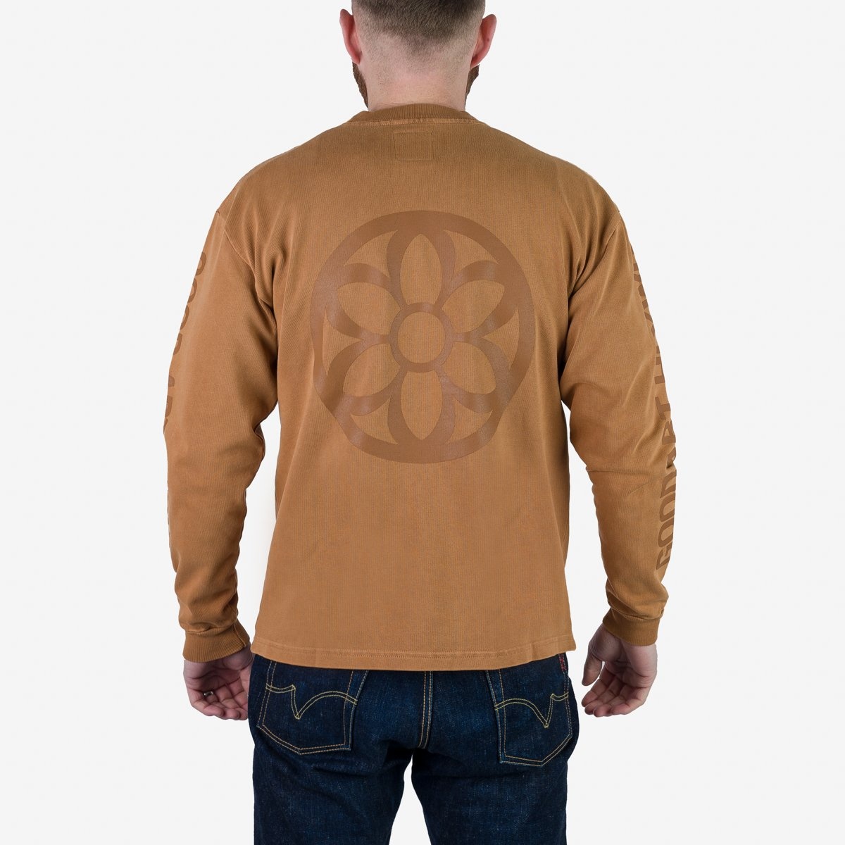 GA-LS-BRN GOOD ART HLYWD Heavyweight Long Sleeve Crew Neck T-Shirt - Golden Brown - 3
