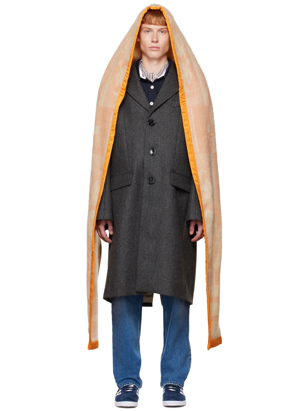 Gray Blanket Hood Coat - 1