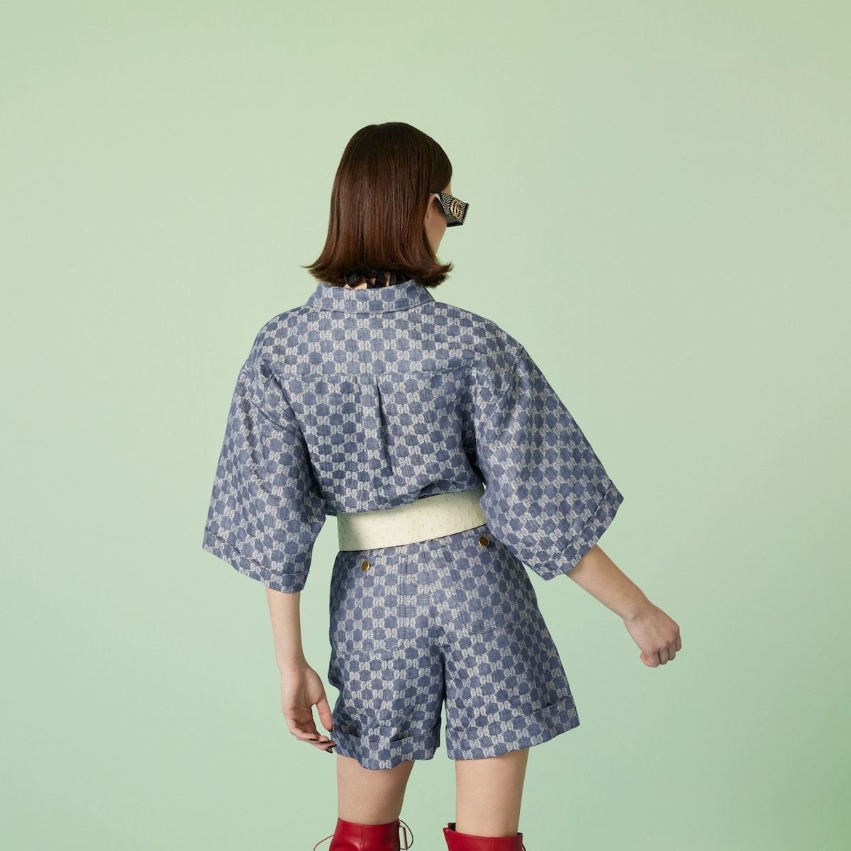 GG linen jacquard shirt - 6