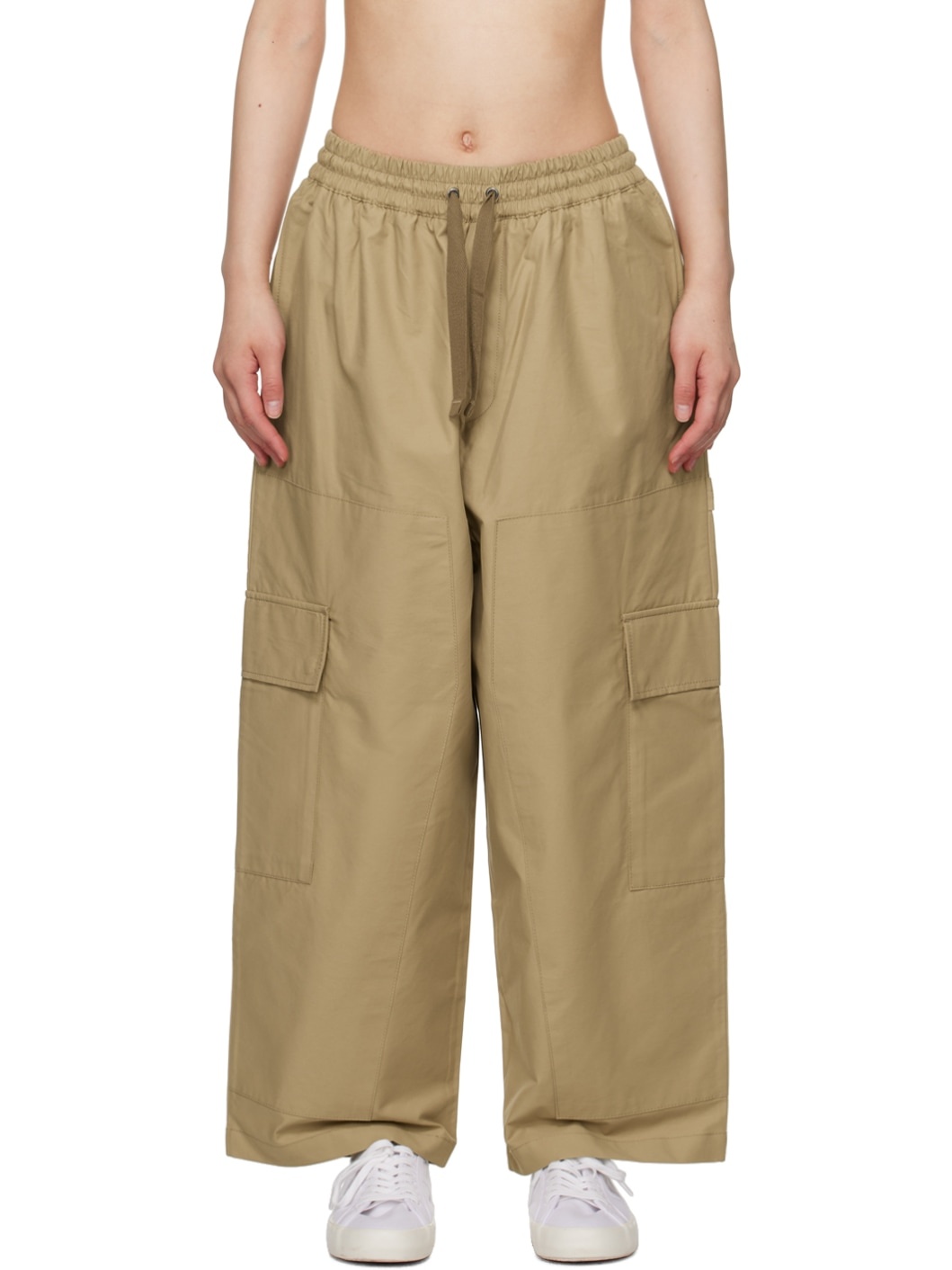 Beige Drawstring Trousers - 1