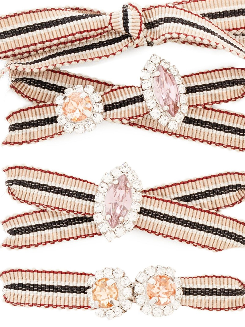 striped-pattern crystal-appliqué shoelaces 3